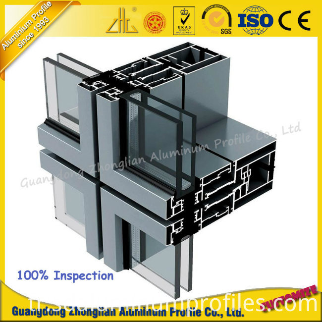 Manufacturer 6063 Aluminum Extrusion Profiles Aluminium Curtain Wall for Decoration